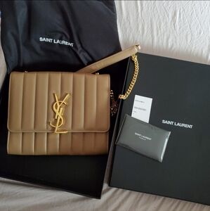 NEW Rare YSL Yves Saint Laurent Vicky Crossbody Purse Bag Peru Nude Camel Loulou